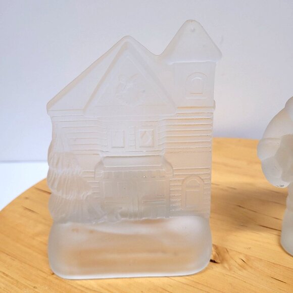 Frosted Glass Victorian House Candle Holder and Santa Claus Set 2 Votive 5.5'' - Picture 3 of 7